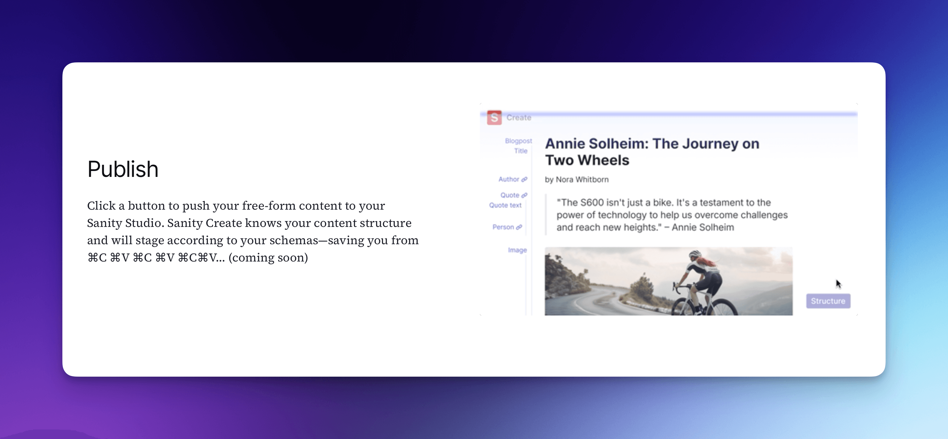 Publish to Sanity schema